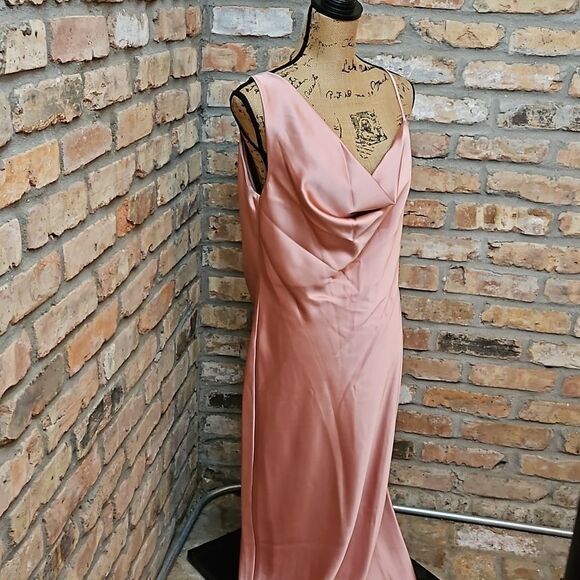 NWT Social Bridesmaids Desert Rose Charmeuse Cowl maxi gown sz XL - Picture 5 of 12